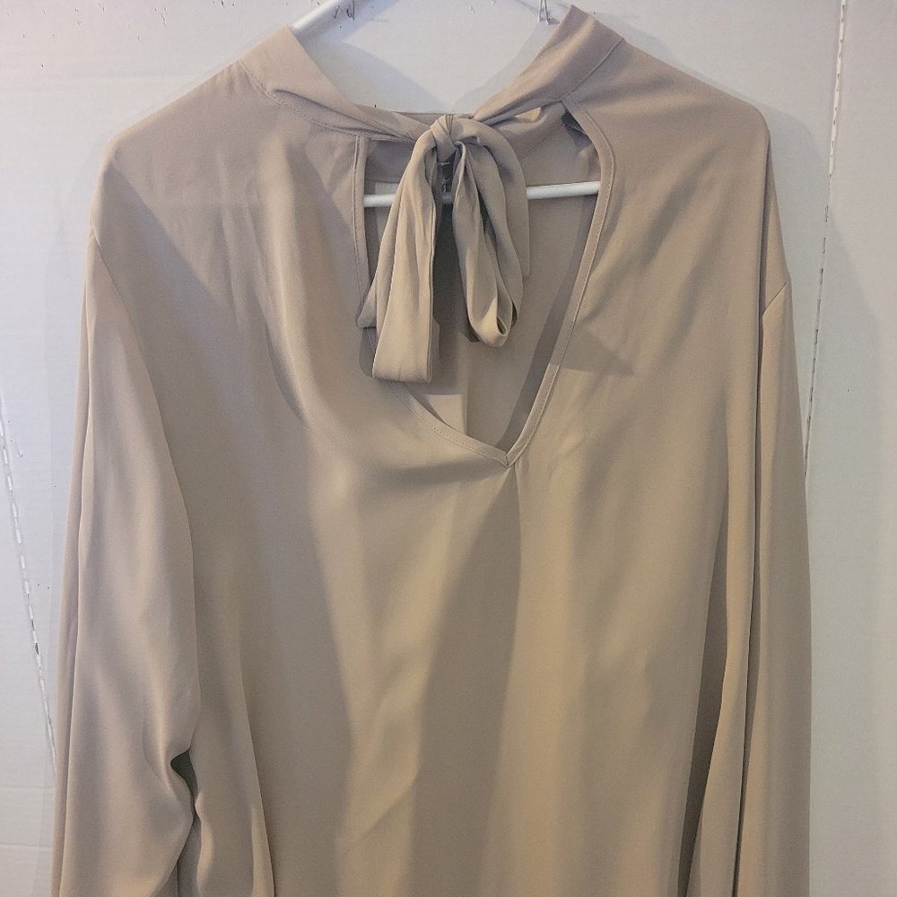Torrid Tan long sleeve blouse with tie